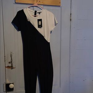 Fashion Nova Black and White Contrast Jumpsuit